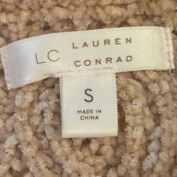LC Lauren Conrad Brook Beige/Blush Pink Chenille Sweater Bell Sleeve Size Small - Picture 13 of 13